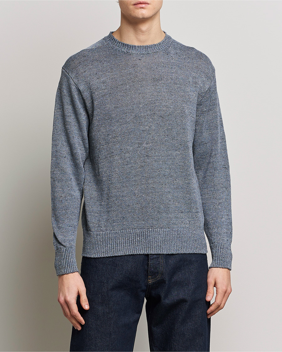 Mies | Neuleet | Inis Meáin | Donegal Washed Linen Crew Neck Stone