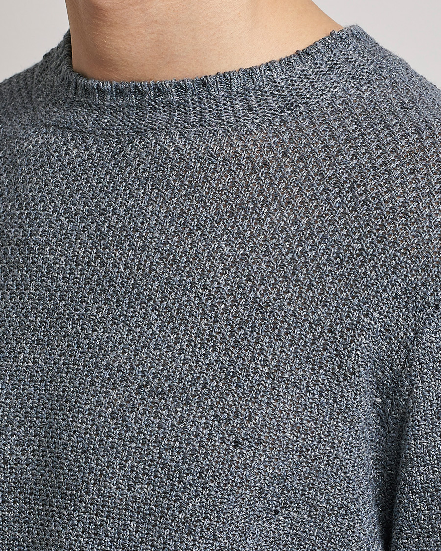 Mies | Puserot | Inis Meáin | Moss Stiched Linen Crew Neck Greyish