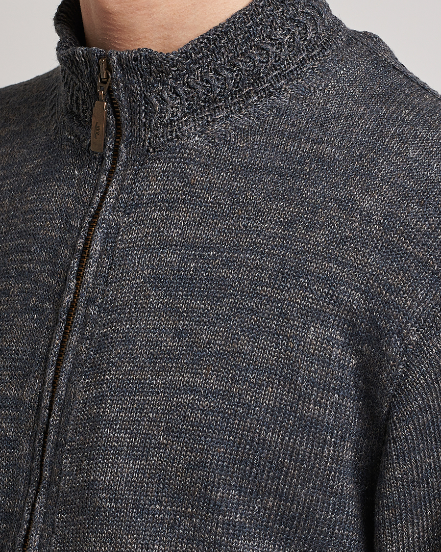 Mies | Puserot | Inis Meáin | Chevron Washed Donegal Linen Zipper Stone