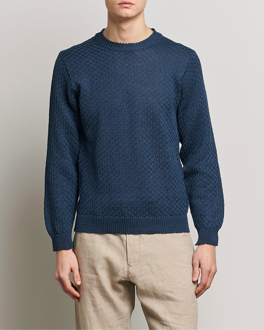 Mies | Neuleet | Inis Meáin | Fishnet Linen Sweater Blueberry