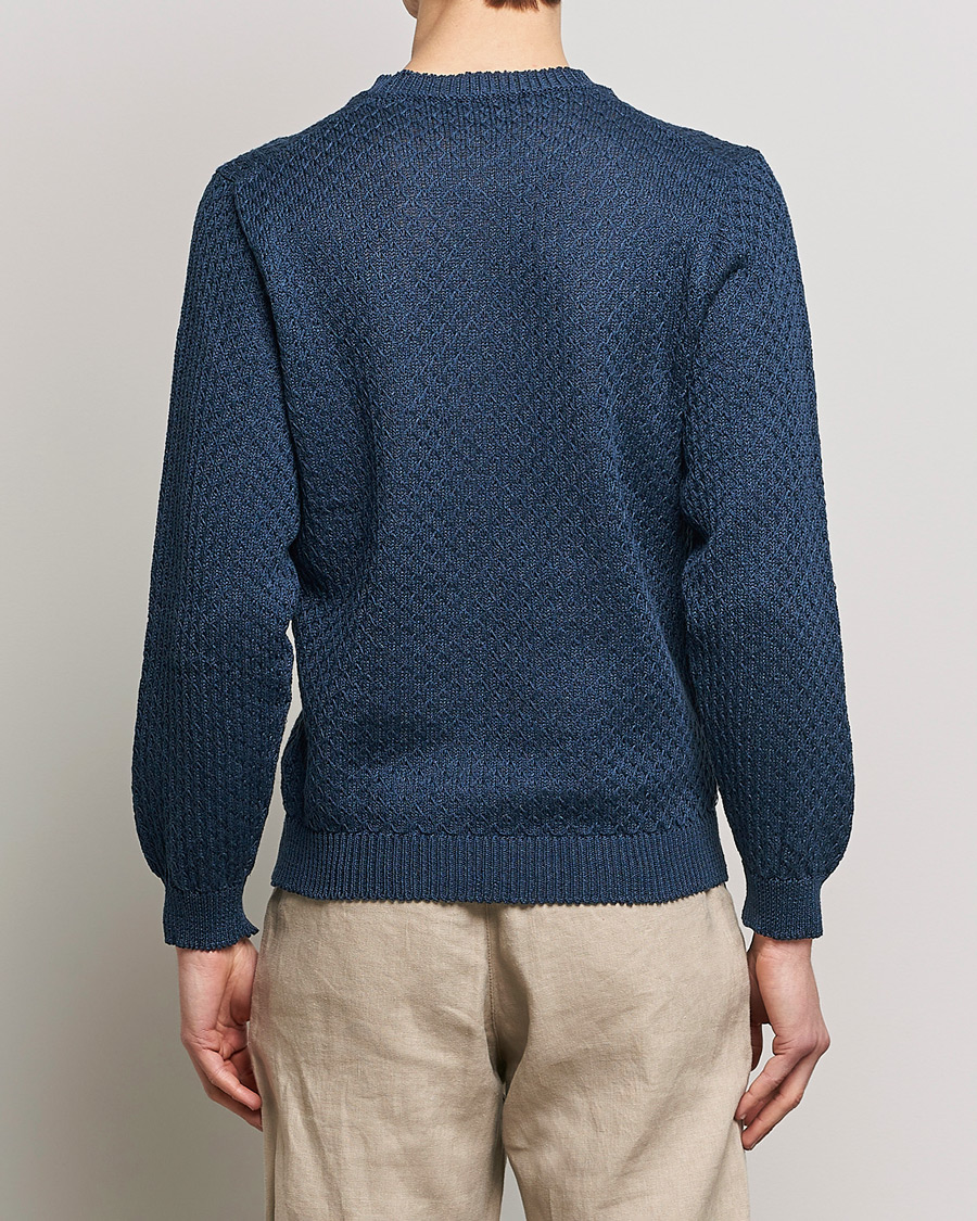 Mies | Puserot | Inis Meáin | Fishnet Linen Sweater Blueberry