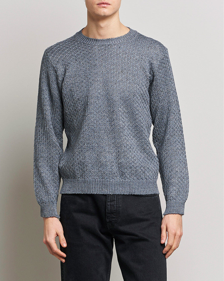 Mies | Puserot | Inis Meáin | Fishnet Linen Sweater Stone
