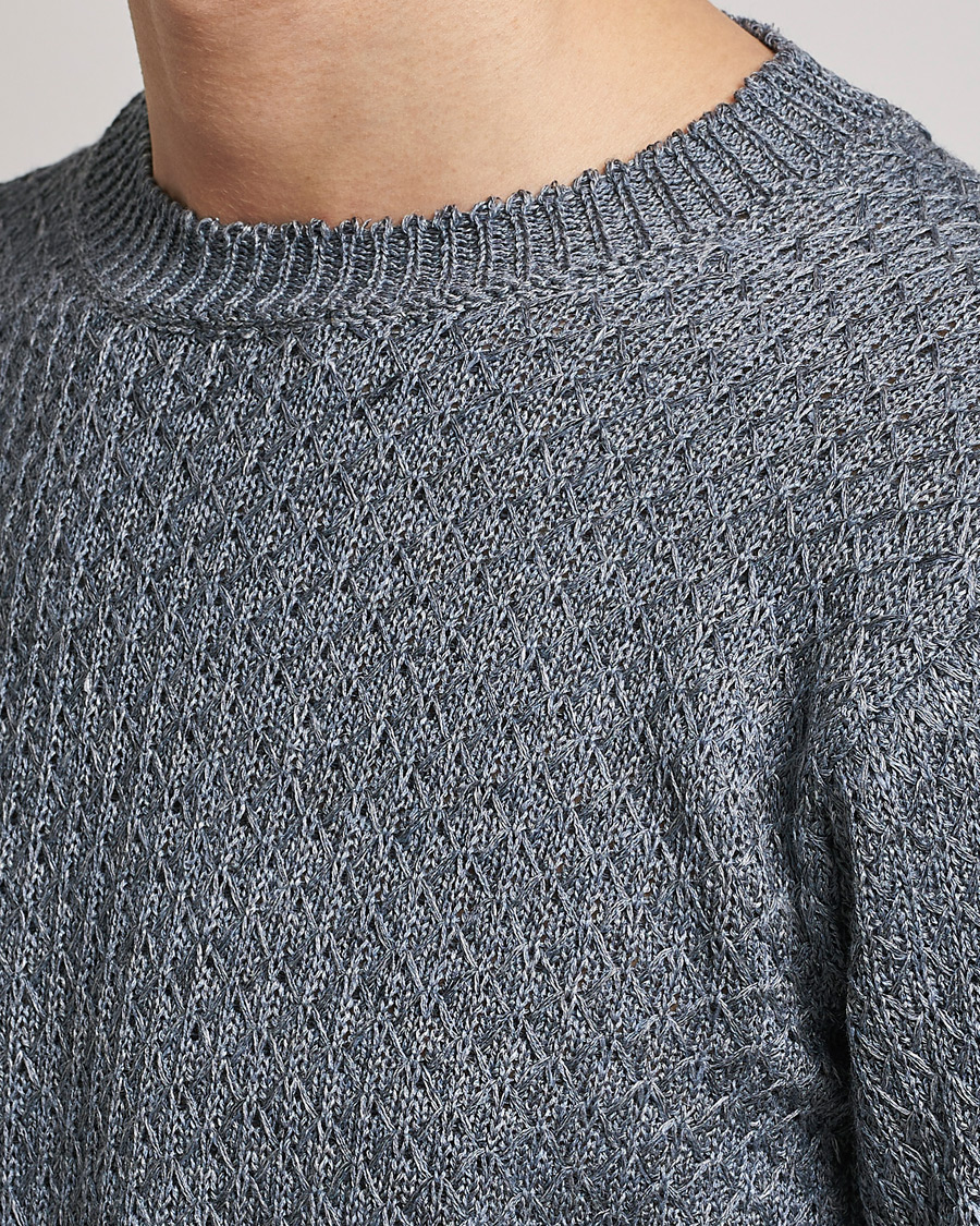 Mies | Puserot | Inis Meáin | Fishnet Linen Sweater Stone
