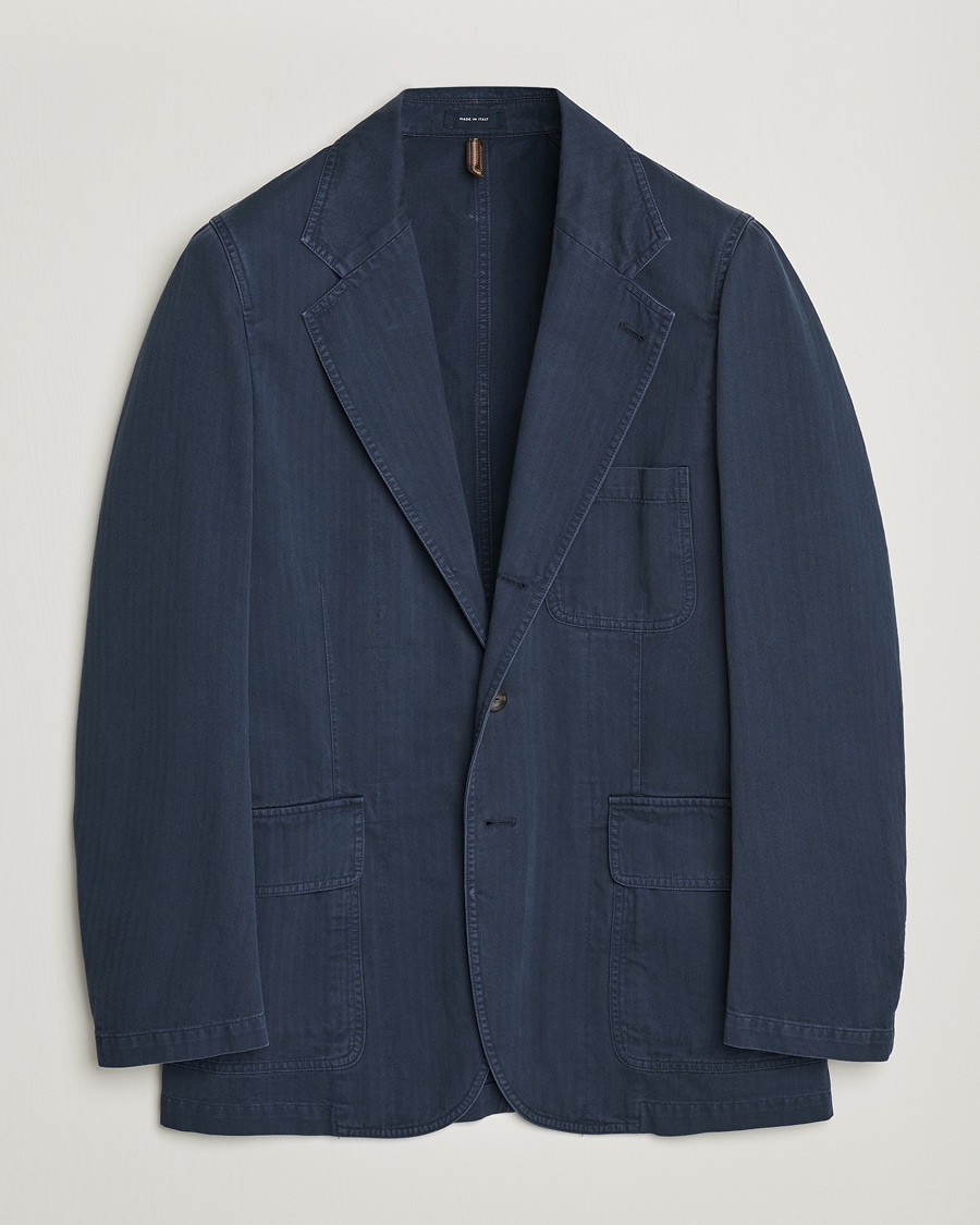 Mies | Pikkutakit | Drake's | MKI Cotton Herringbone Games Blazer Navy