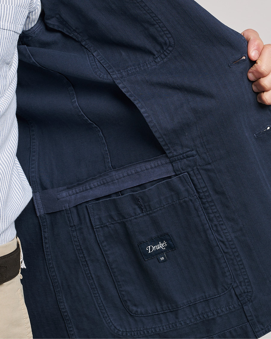 Mies | Pikkutakit | Drake's | MKI Cotton Herringbone Games Blazer Navy