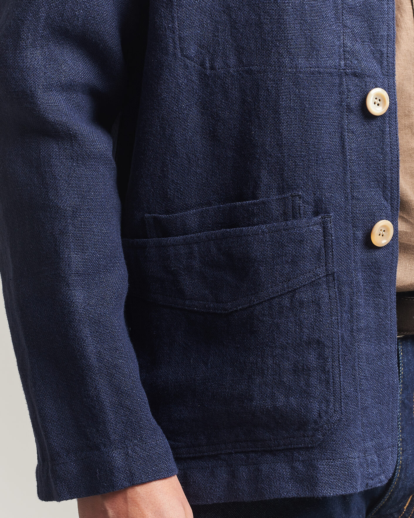 Mies | Takit | Drake's | Heavy Linen 5-Pocket Chore Jacket Navy