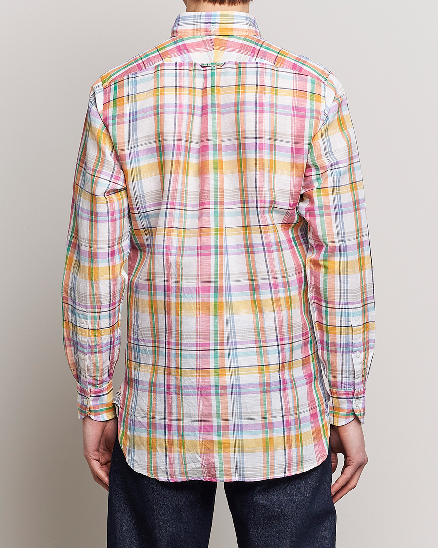 Mies | Kauluspaidat | Drake's | Checked Button Down Linen Shirt Multi