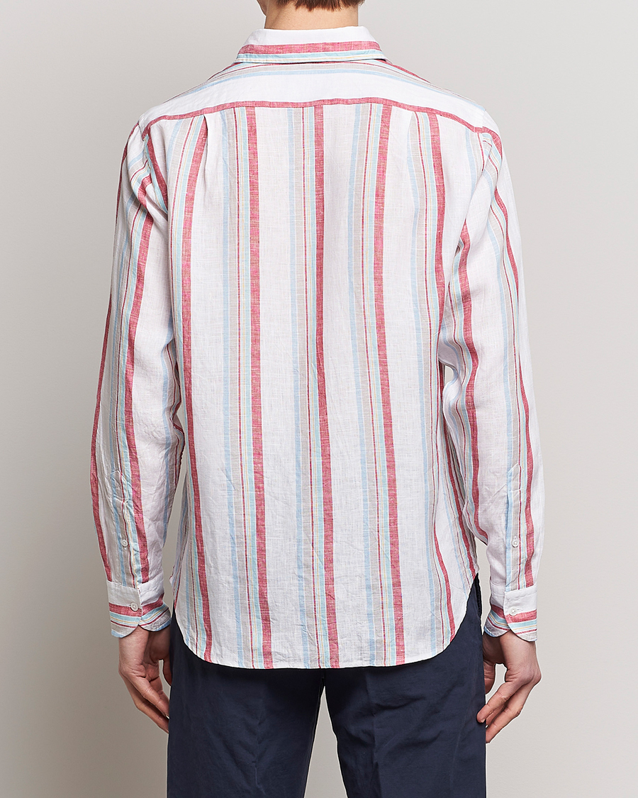 Mies | Kauluspaidat | Drake's | Striped Linen Summer Shirt Multi