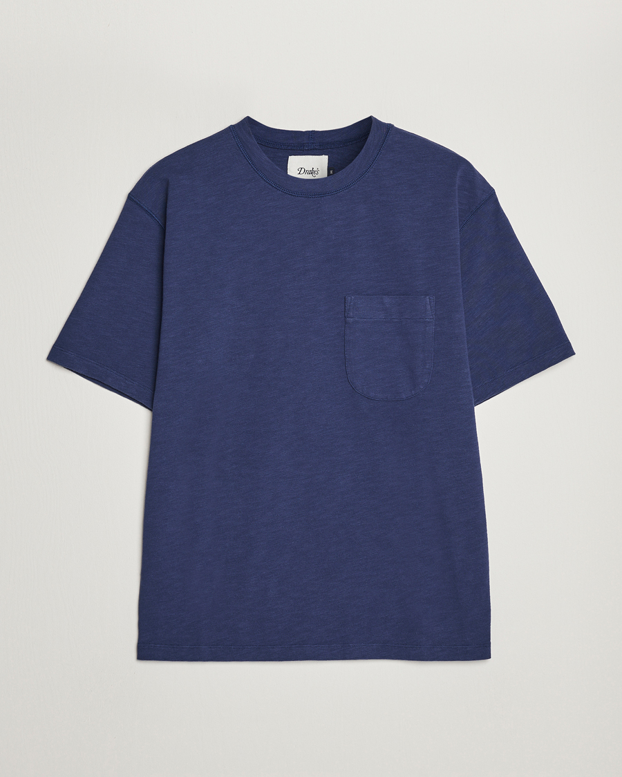 Mies | T-paidat | Drake's | Cotton Pocket T-Shirt Navy