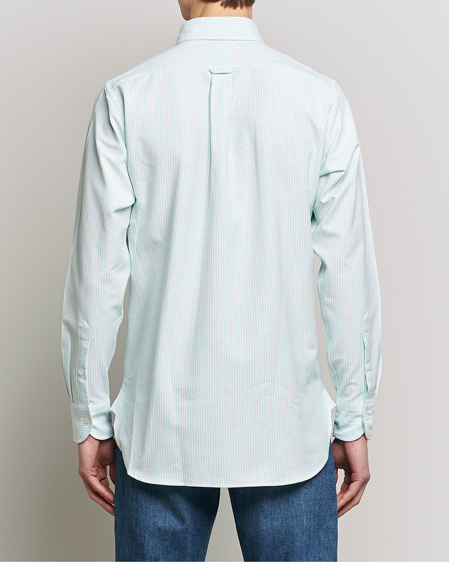 Mies | Kauluspaidat | Drake's | Striped Button Down Oxford Shirt Green