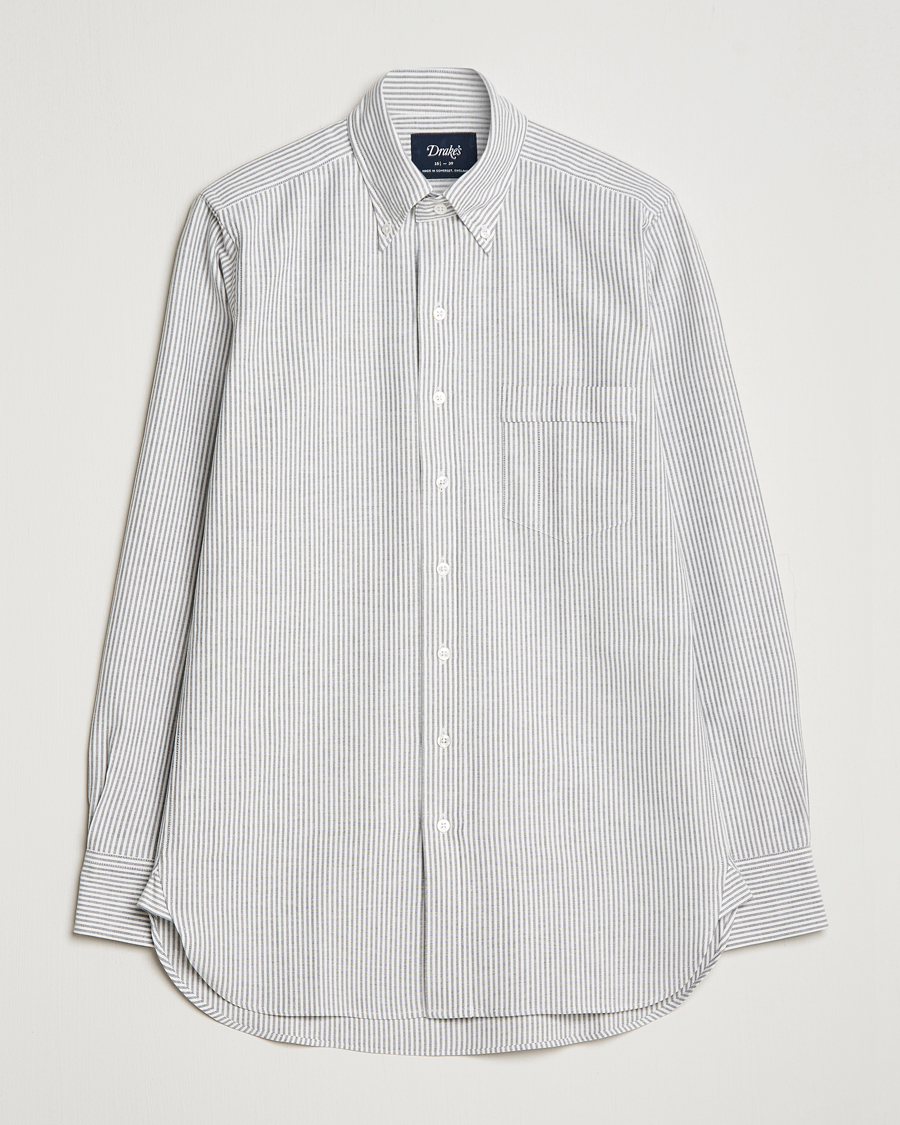 Mies | Kauluspaidat | Drake's | Striped Button Down Oxford Shirt Black