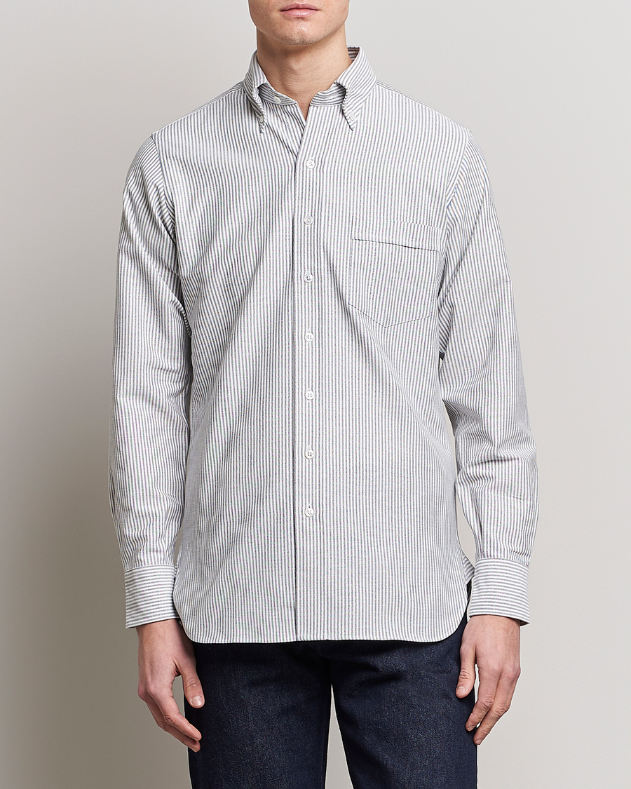 Mies | Oxford-paidat | Drake's | Striped Button Down Oxford Shirt Black