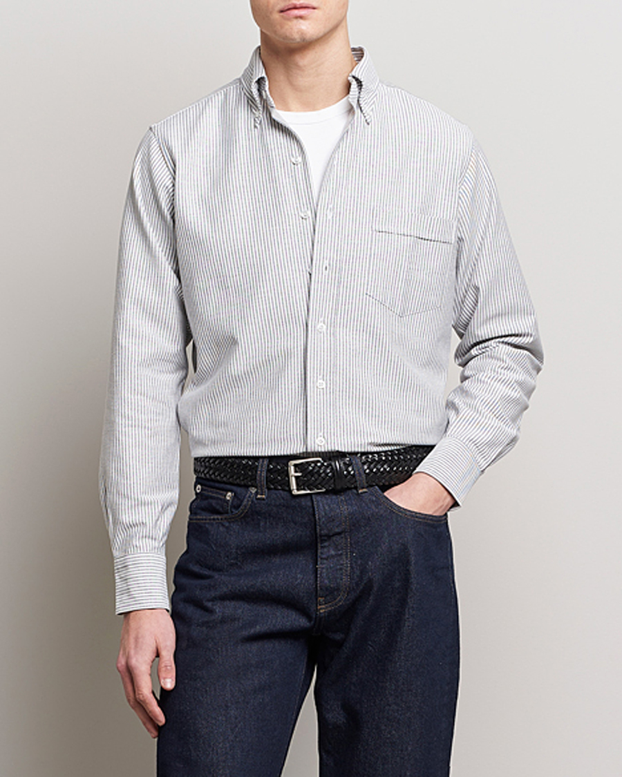 Mies | Kauluspaidat | Drake's | Striped Button Down Oxford Shirt Black