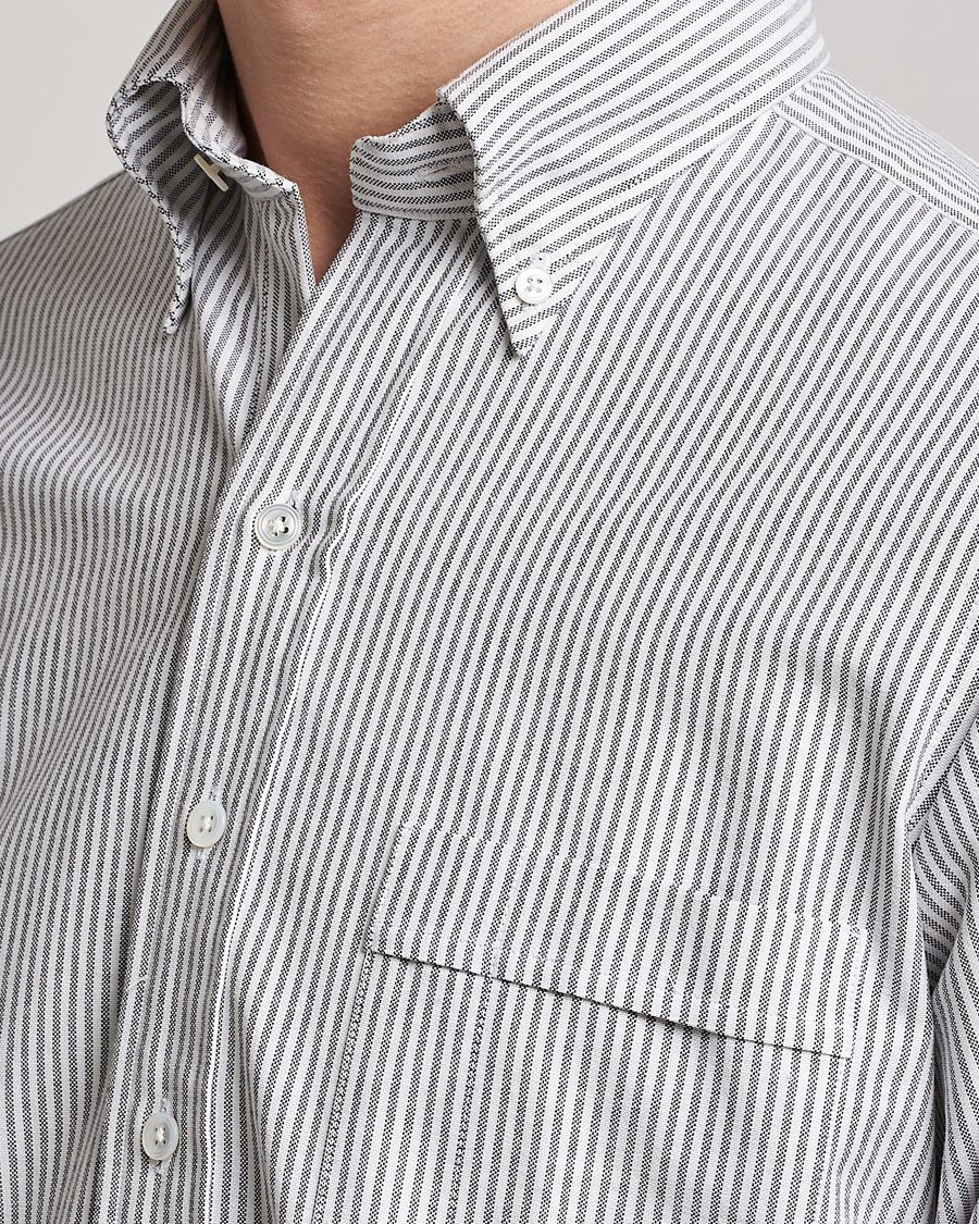 Mies | Kauluspaidat | Drake's | Striped Button Down Oxford Shirt Black