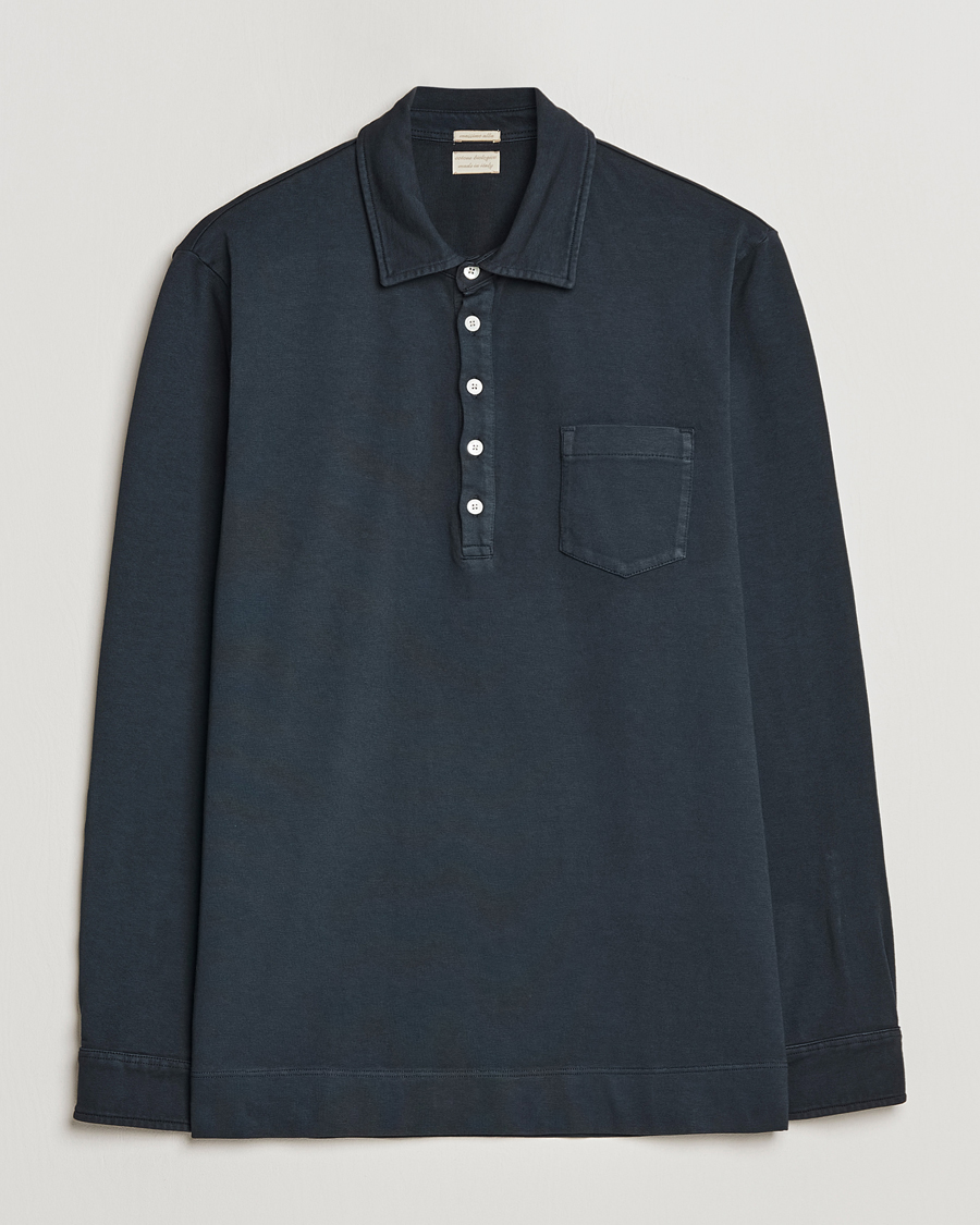 Mies | Puserot | Massimo Alba | Ischia Long Sleeve Cotton Polo Washed Black