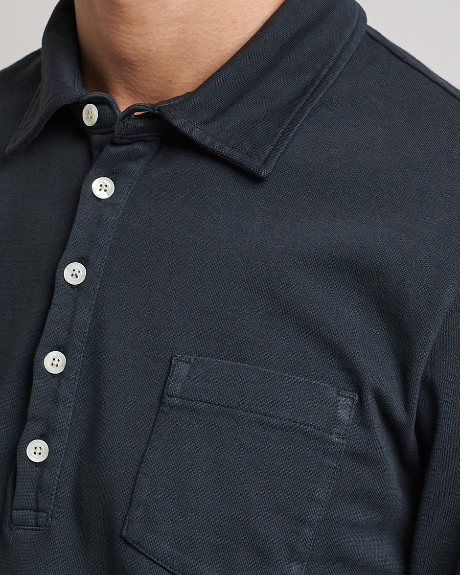 Mies | Puserot | Massimo Alba | Ischia Long Sleeve Cotton Polo Washed Black