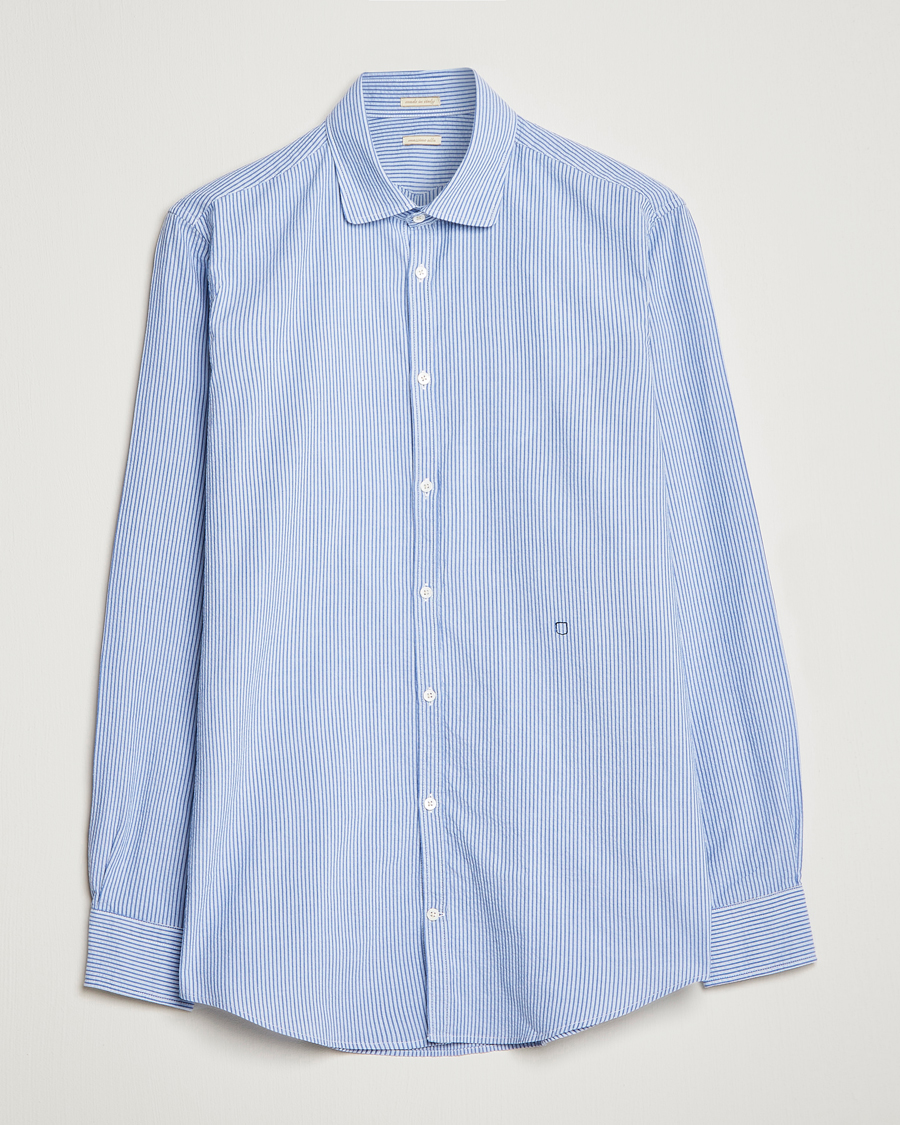 Mies | Kauluspaidat | Massimo Alba | Canary Striped Seersucker Shirt Blue