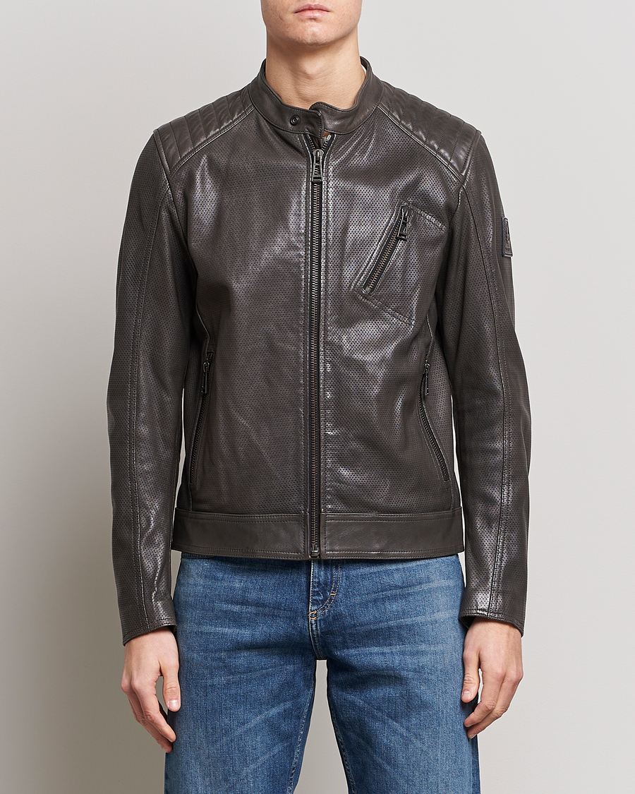 Mies |  | Belstaff | V Racer Air Leather Jacket Dark Grey