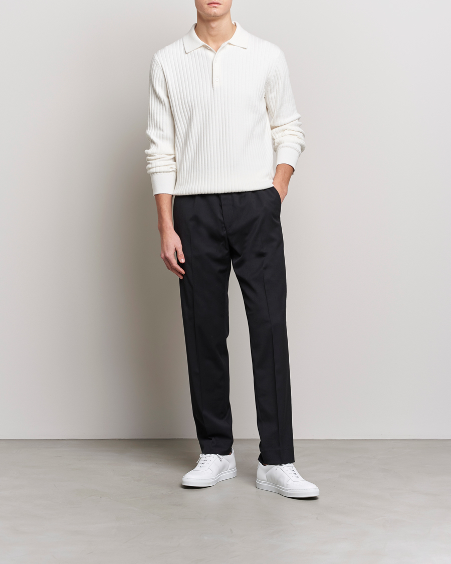 Mies | Puserot | Filippa K | Knitted Polo Shirt White
