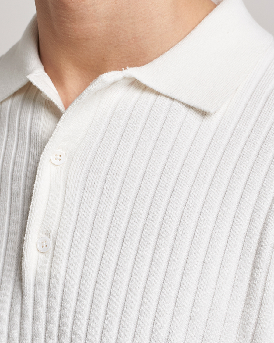 Mies | Puserot | Filippa K | Knitted Polo Shirt White