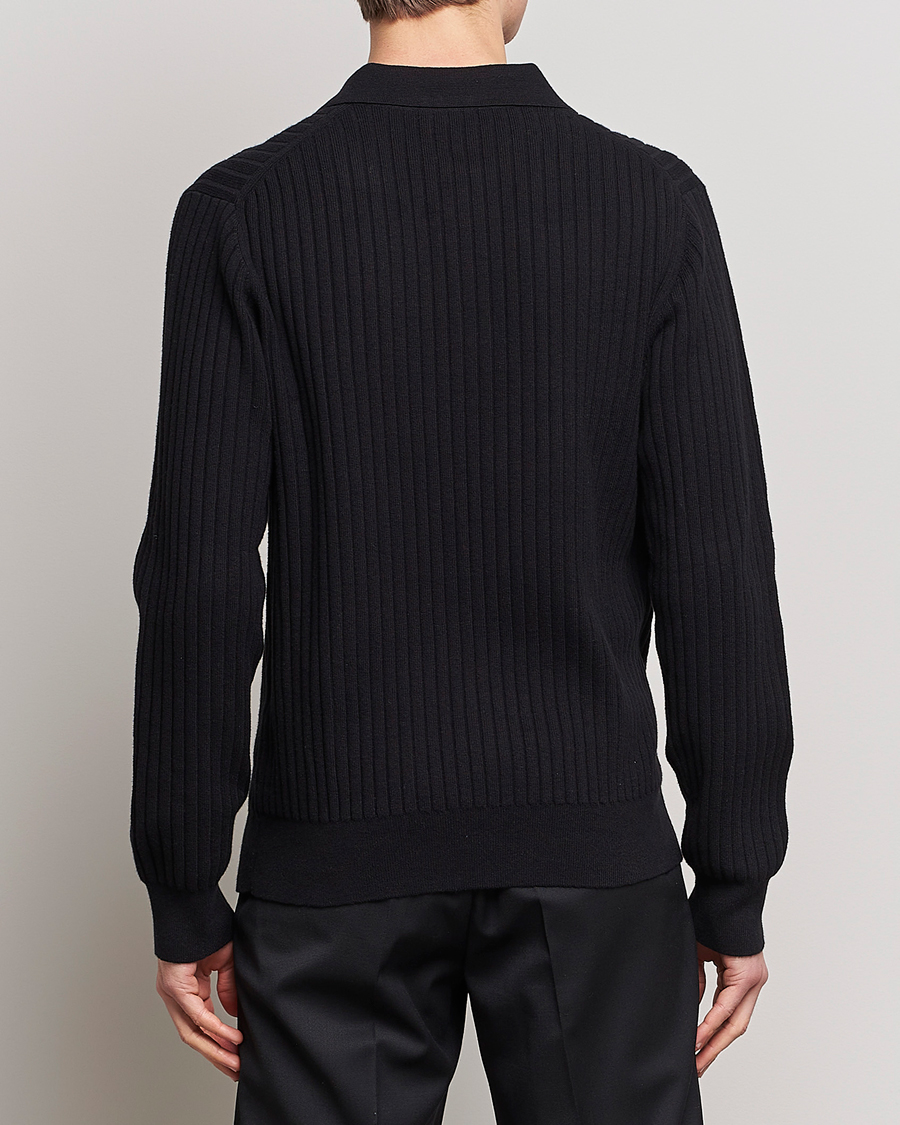 Mies | Puserot | Filippa K | Knitted Polo Shirt Black