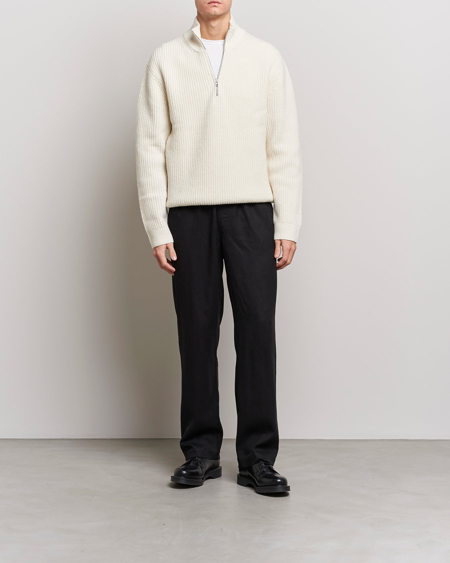 Mies | Puserot | Filippa K | Half Zip Sweater Off White