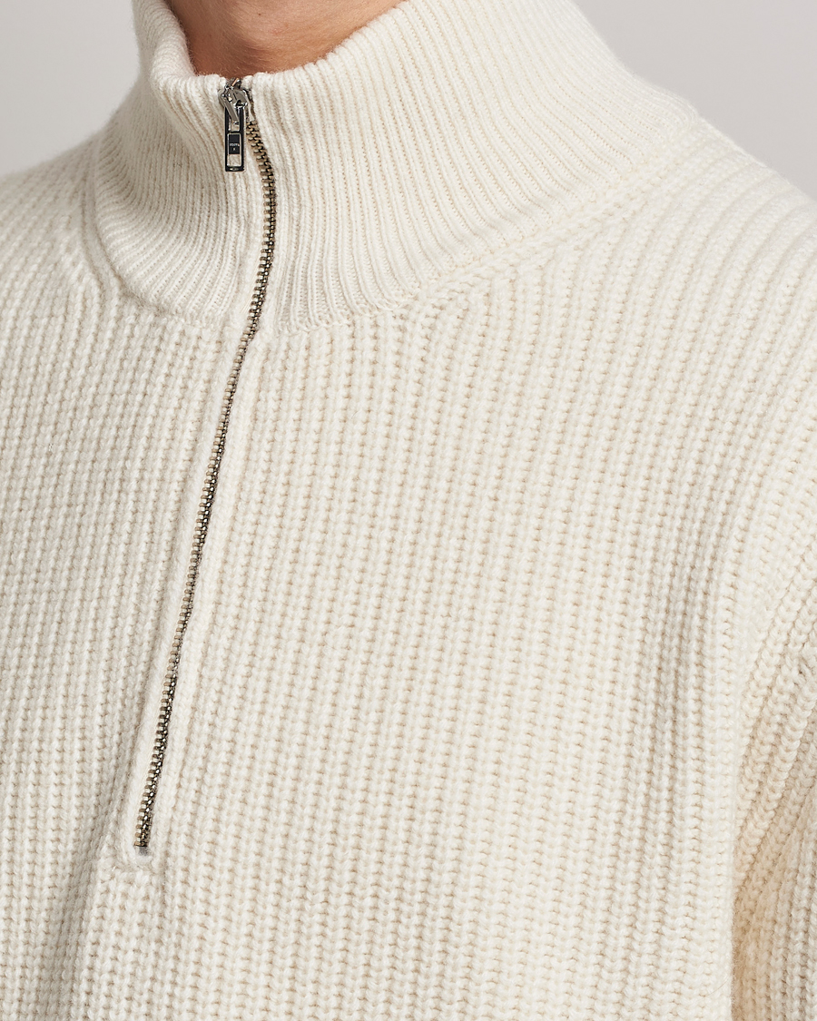 Mies | Puserot | Filippa K | Half Zip Sweater Off White