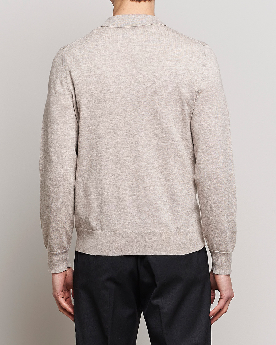 Mies | Puserot | Filippa K | Knitted Polo Shirt Beige Melange