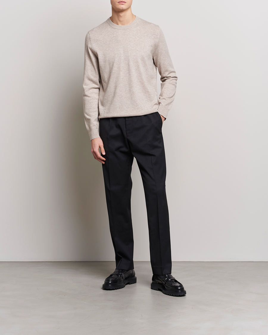 Mies | Puserot | Filippa K | Cotton Merino Sweater Beige Melange