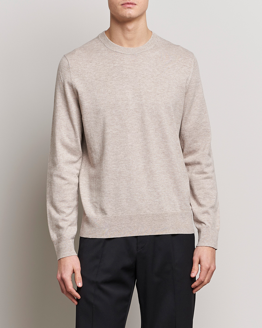 Mies | Filippa K | Filippa K | Cotton Merino Sweater Beige Melange