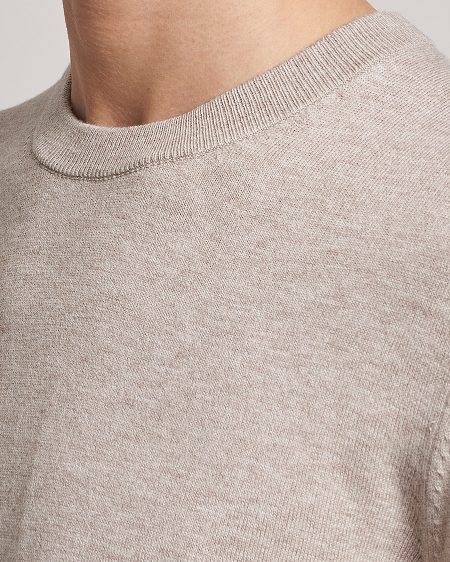 Mies | Puserot | Filippa K | Cotton Merino Sweater Beige Melange