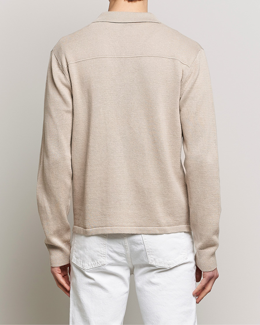 Mies | Kauluspaidat | Filippa K | Cotton Linen Knitted Shirt Dusty Beige
