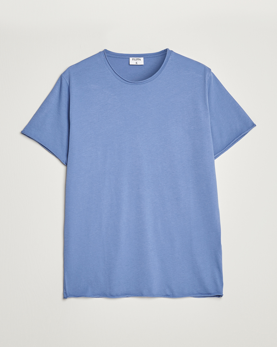 Mies | T-paidat | Filippa K | Roll Neck Crew Neck Tee Coral Blue