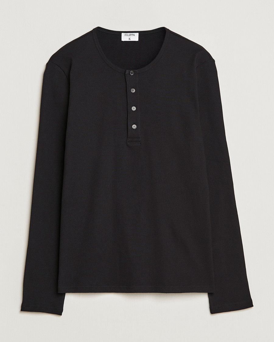 Mies | Puserot | Filippa K | Rib Henley Black