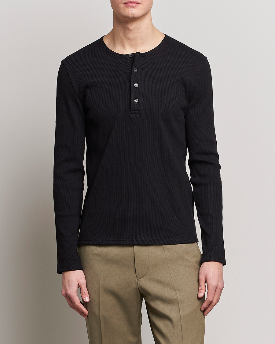 Mies | Puserot | Filippa K | Rib Henley Black