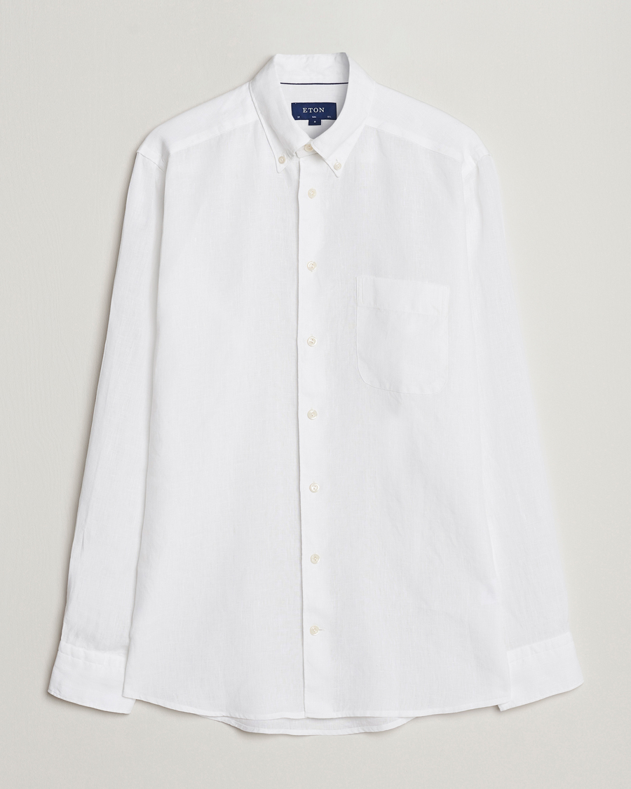 Mies | Kauluspaidat | Eton | Slim Fit Linen Shirt White