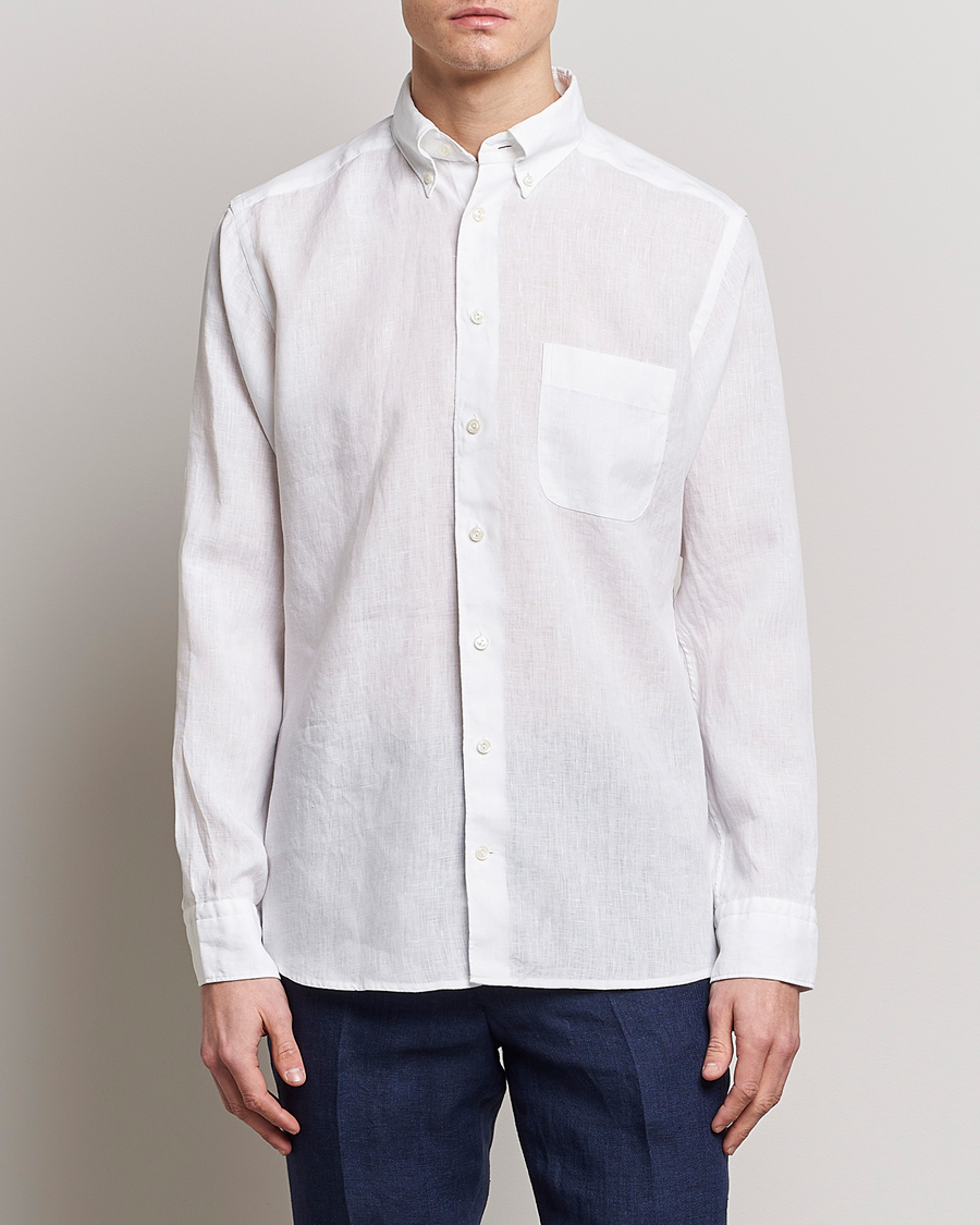 Mies |  | Eton | Slim Fit Linen Shirt White