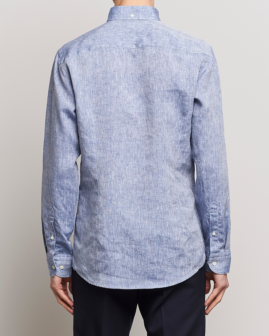 Mies | Kauluspaidat | Eton | Slim Fit Linen Shirt Mid Blue