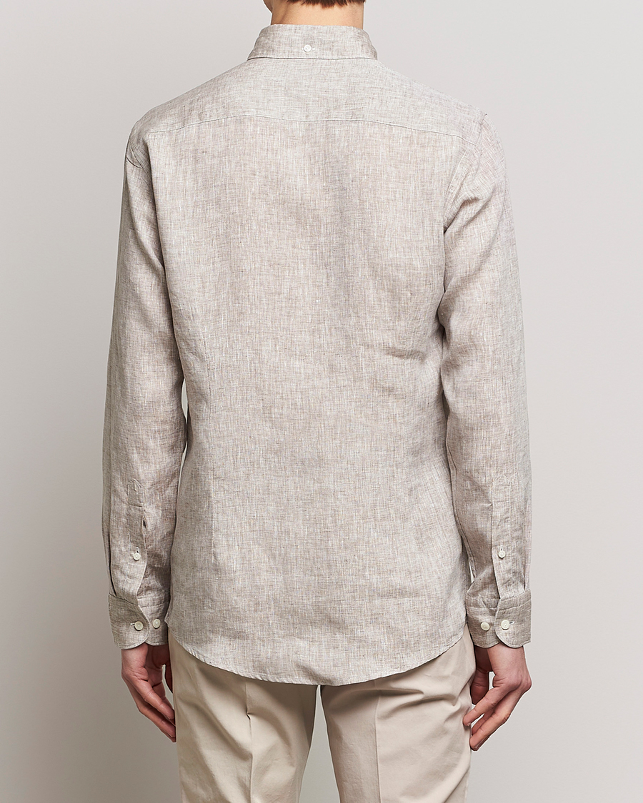 Mies | Kauluspaidat | Eton | Slim Fit Linen Shirt Brown