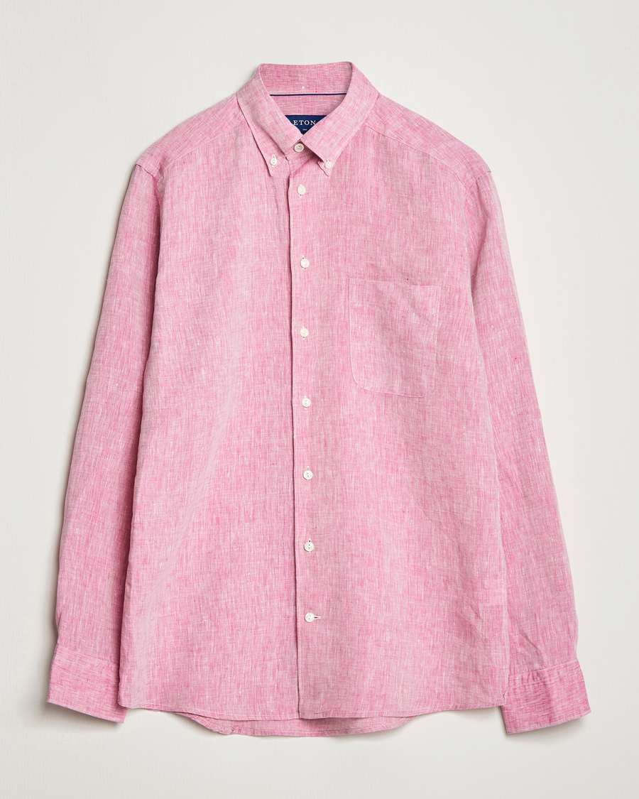 Mies | Kauluspaidat | Eton | Slim Fit Linen Shirt Pink