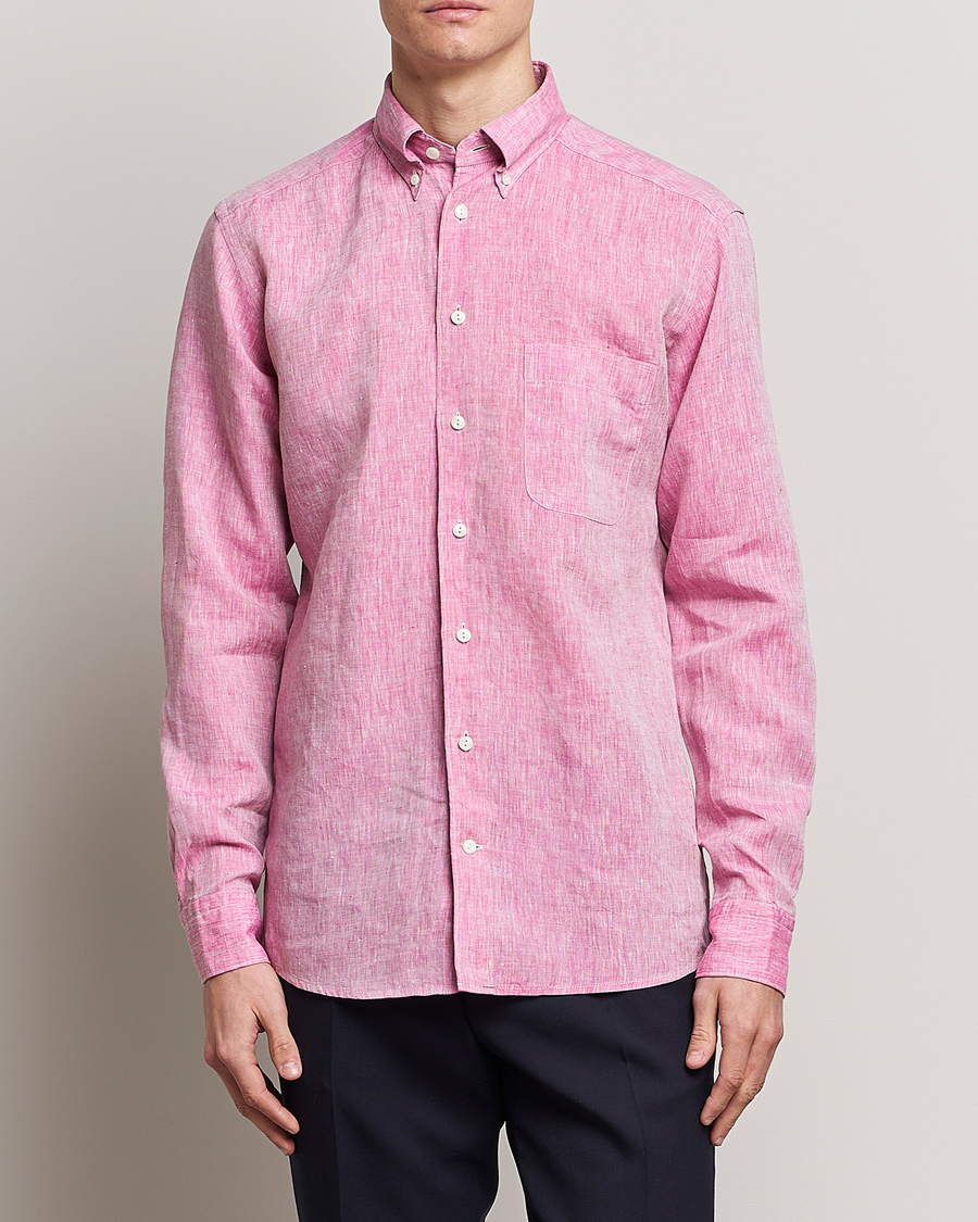 Mies | Pellavapaidat | Eton | Slim Fit Linen Shirt Pink