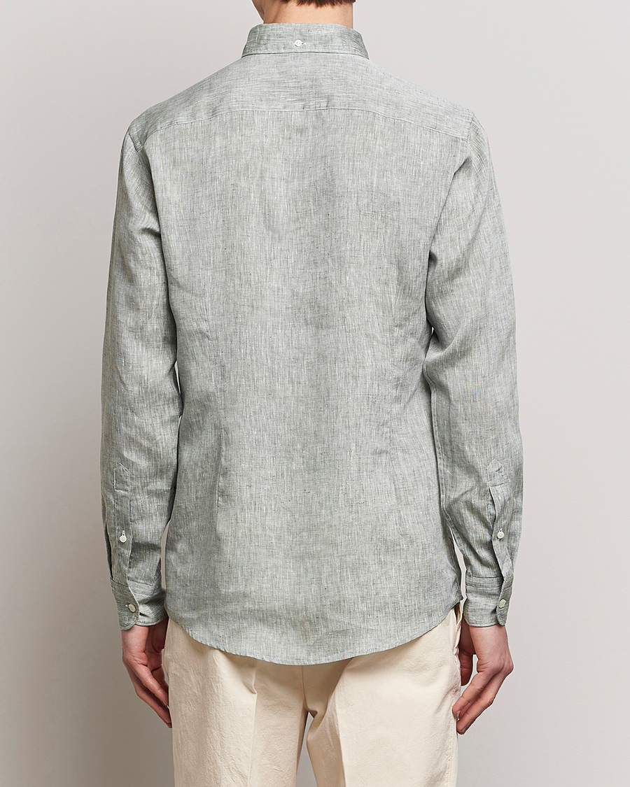 Mies | Kauluspaidat | Eton | Slim Fit Linen Shirt Green