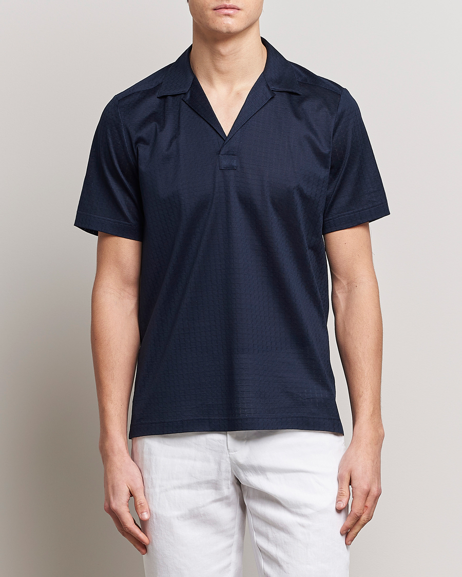 Mies |  | Eton | Filo Di Scozia Open Collor Shirt Navy Blue