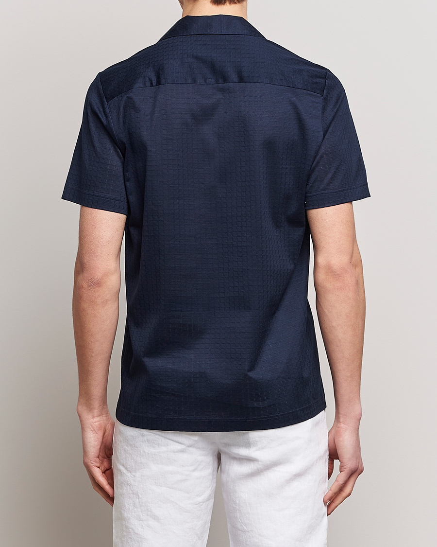 Mies | Pikeet | Eton | Filo Di Scozia Open Collor Shirt Navy Blue