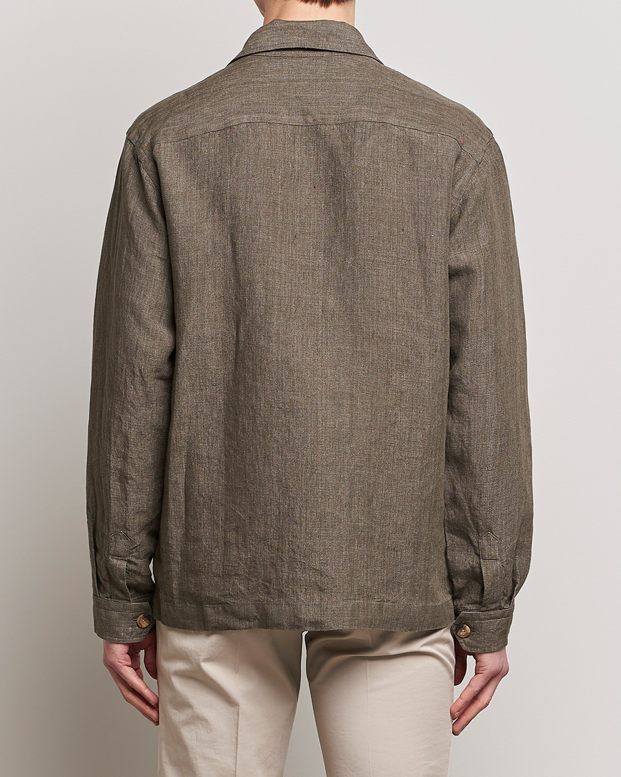 Mies | Kauluspaidat | Eton | Linen Twill Overshirt Dark Green