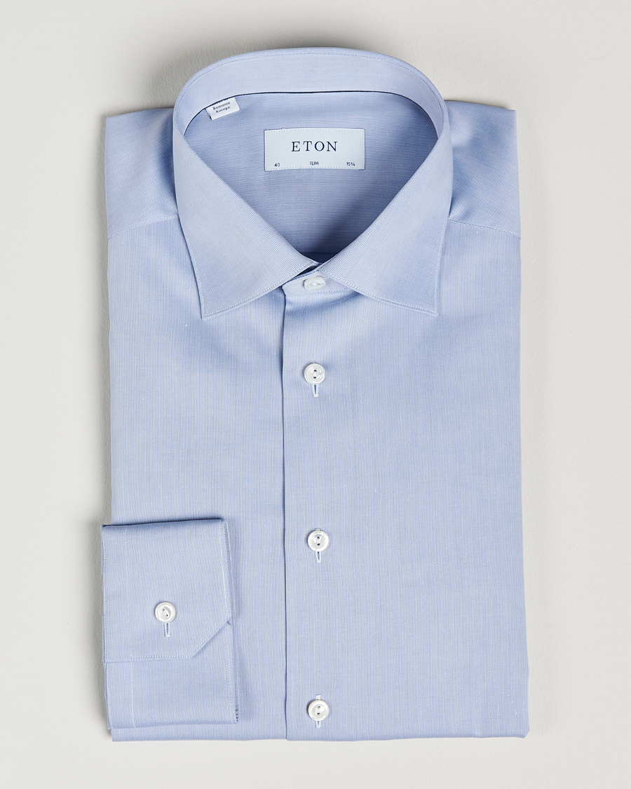 Mies | Kauluspaidat | Eton | Fine Pique Shirt Light blue