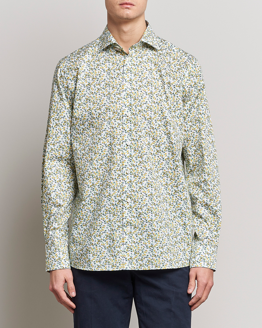 Mies |  | Eton | Signature Twill Contemporary Fit Shirt Lemon Print
