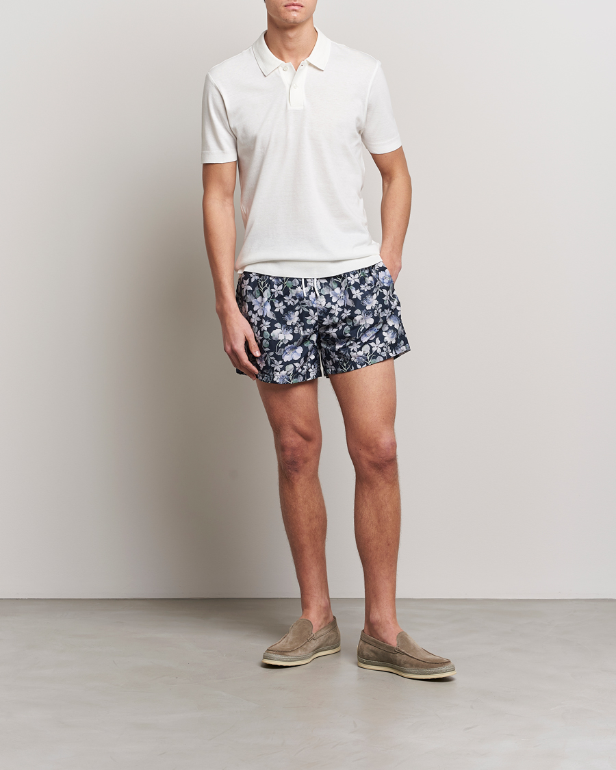 Mies | Uimahousut | Eton | Floral Swim Shorts Navy Blue