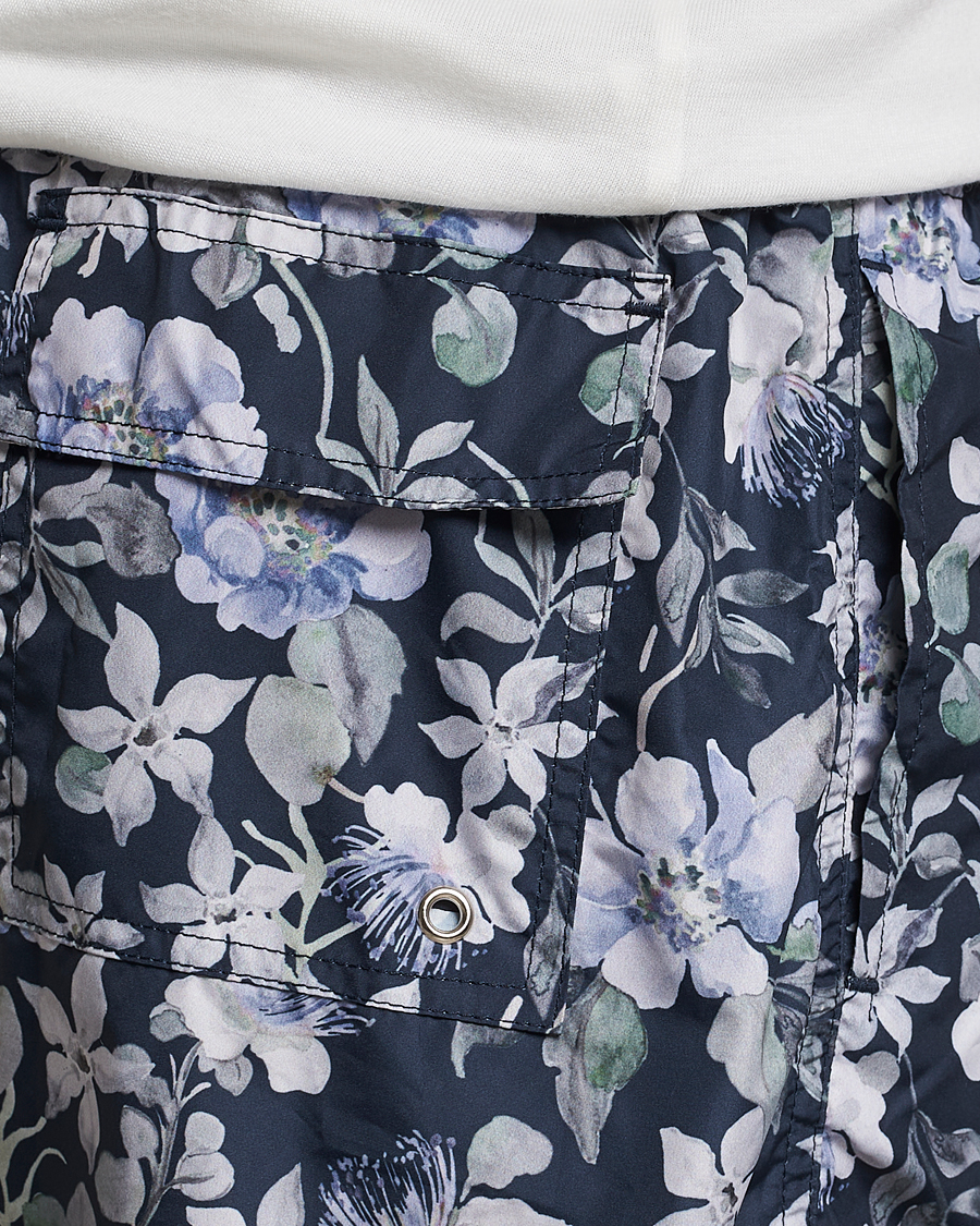 Mies | Uimahousut | Eton | Floral Swim Shorts Navy Blue