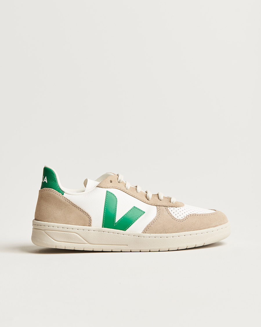 Mies | Veja V-10 Chromefree Leather Extra White/Emeraude Green | Veja | V-10 Chromefree Leather Extra White/Emeraude Green